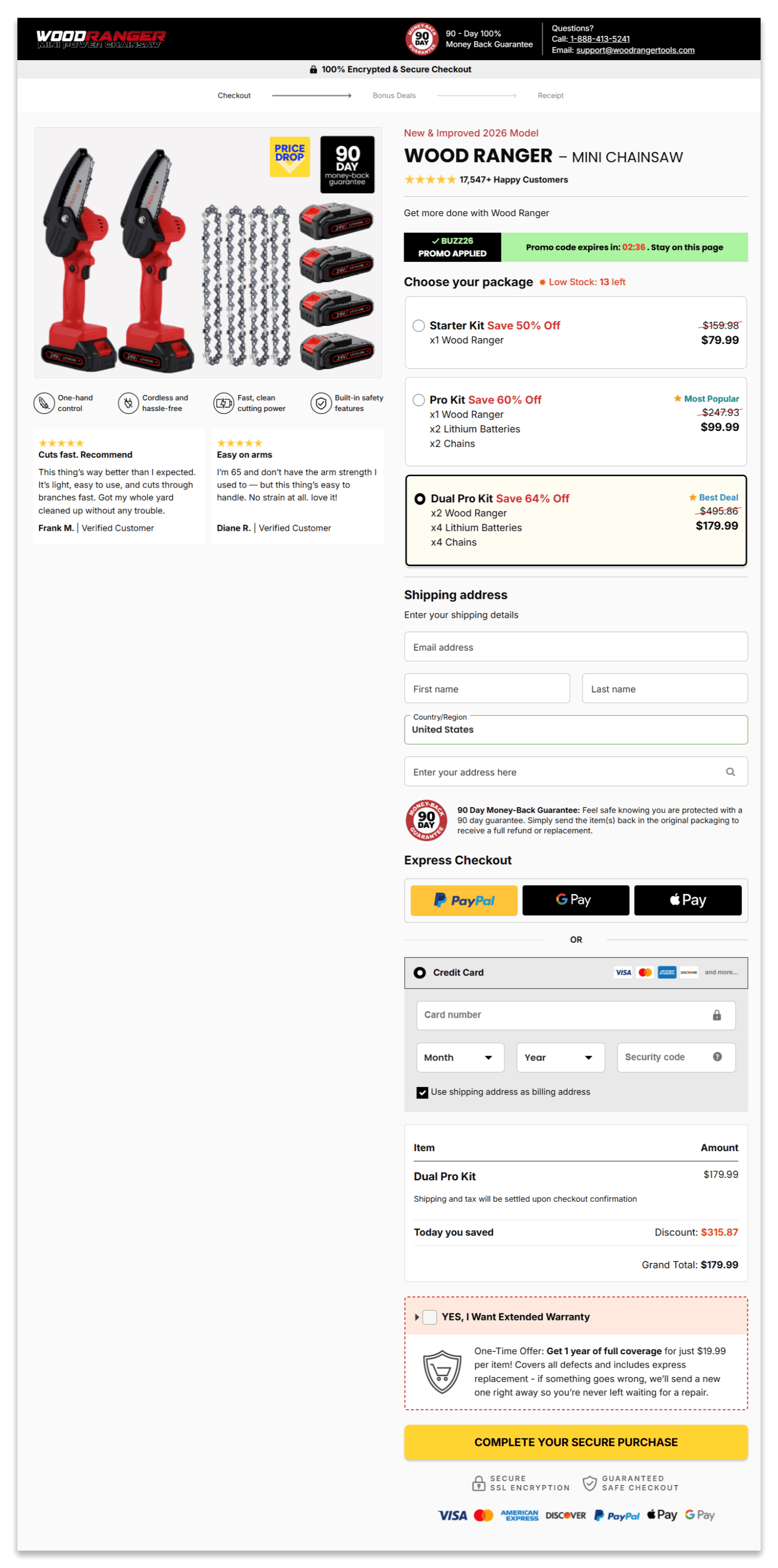 Wood Ranger Mini Chainsaw secure checkout page